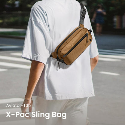 3.5L X-Pac Sling Bag with RFID Blocking Crossbody Pack for Men Women | EDC Minimalist Shoulder Bag, Water-resistant Lightweight Carrying Waist Fanny Pack for Travel, Daily Commute, Hiking, Walking