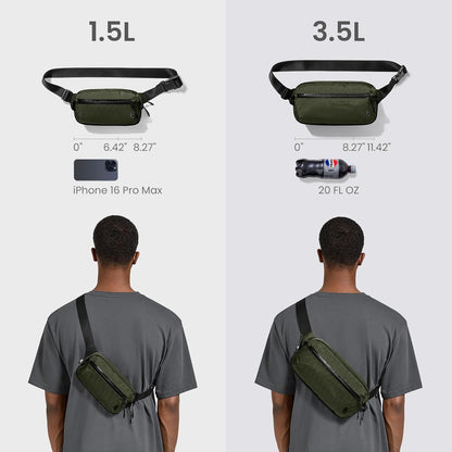 3.5L X-Pac Sling Bag with RFID Blocking Crossbody Pack for Men Women | EDC Minimalist Shoulder Bag, Water-resistant Lightweight Carrying Waist Fanny Pack for Travel, Daily Commute, Hiking, Walking
