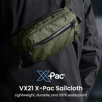 3.5L X-Pac Sling Bag with RFID Blocking Crossbody Pack for Men Women | EDC Minimalist Shoulder Bag, Water-resistant Lightweight Carrying Waist Fanny Pack for Travel, Daily Commute, Hiking, Walking