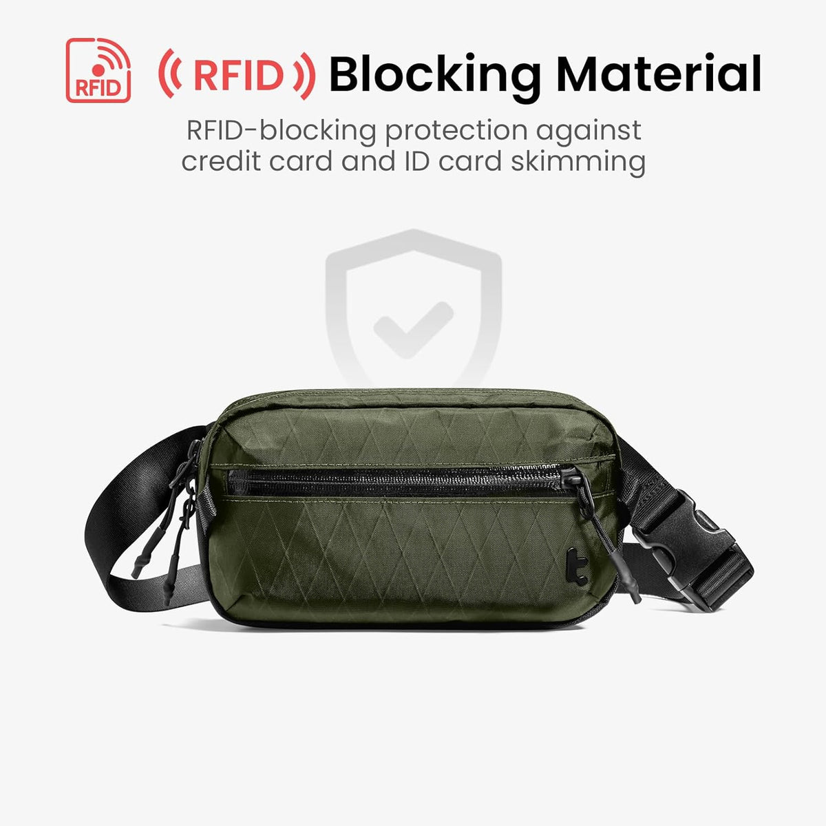 3.5L X-Pac Sling Bag with RFID Blocking Crossbody Pack for Men Women | EDC Minimalist Shoulder Bag, Water-resistant Lightweight Carrying Waist Fanny Pack for Travel, Daily Commute, Hiking, Walking