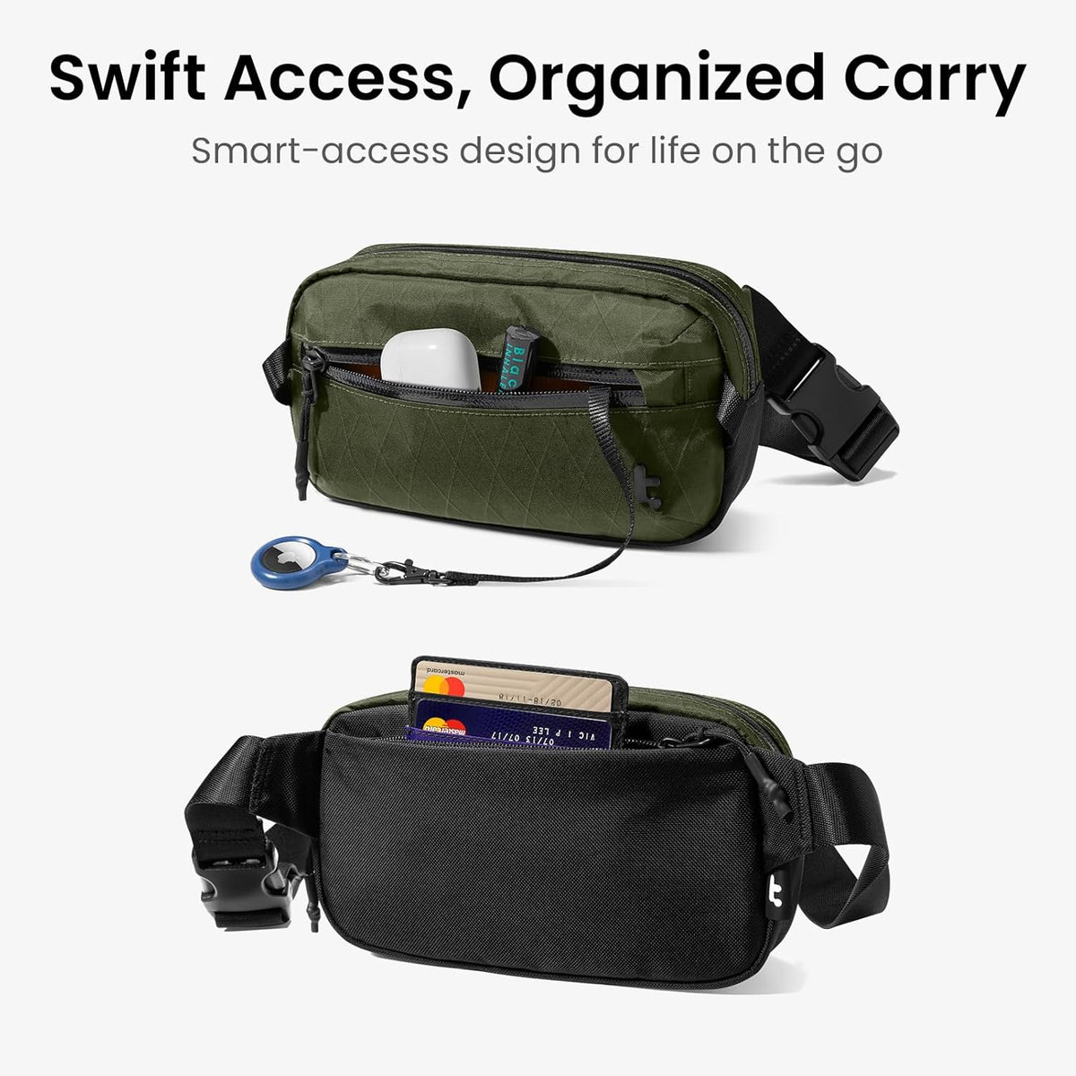 3.5L X-Pac Sling Bag with RFID Blocking Crossbody Pack for Men Women | EDC Minimalist Shoulder Bag, Water-resistant Lightweight Carrying Waist Fanny Pack for Travel, Daily Commute, Hiking, Walking