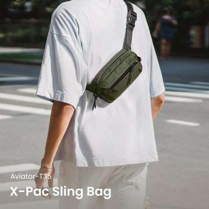 3.5L X-Pac Sling Bag with RFID Blocking Crossbody Pack for Men Women | EDC Minimalist Shoulder Bag, Water-resistant Lightweight Carrying Waist Fanny Pack for Travel, Daily Commute, Hiking, Walking