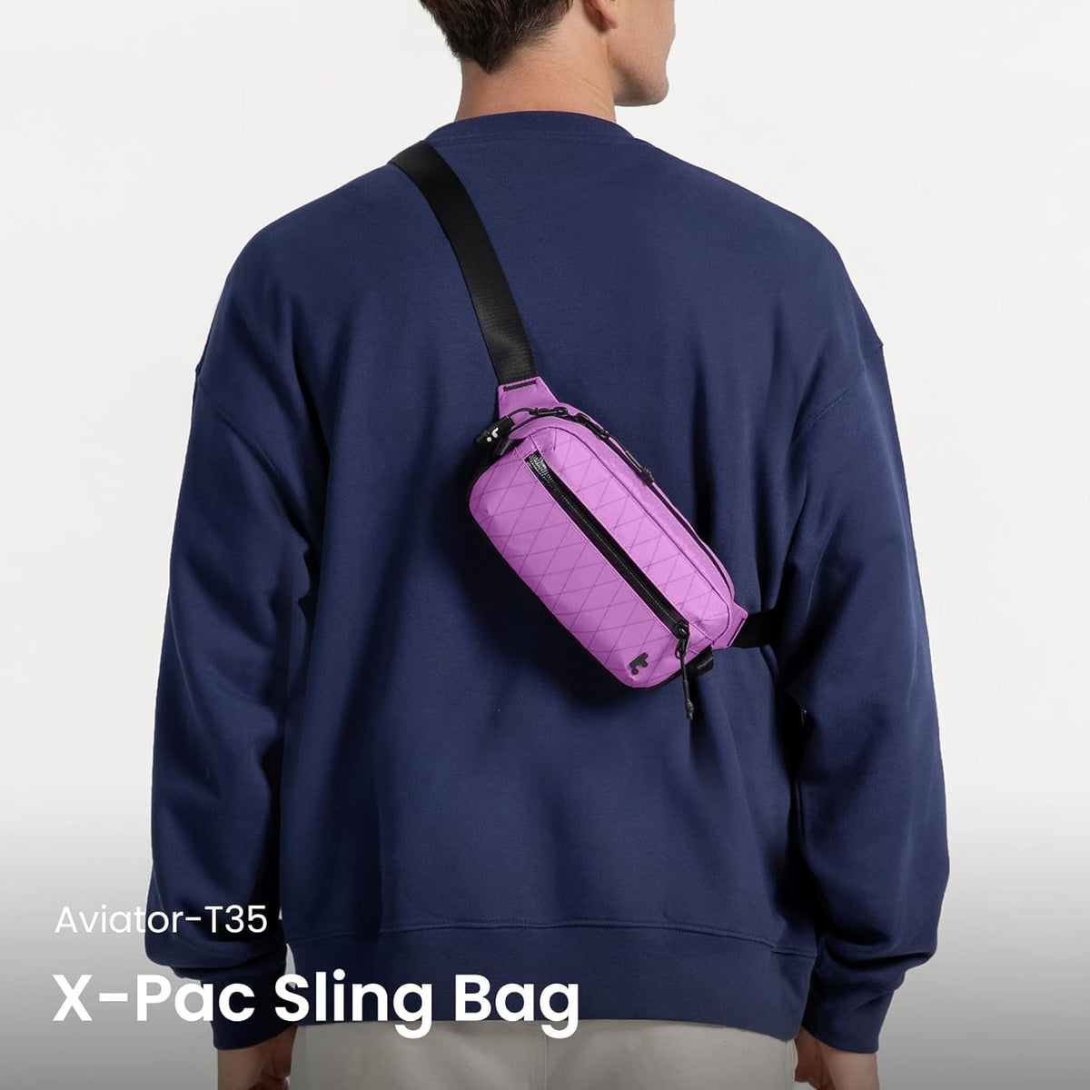 3.5L X-Pac Sling Bag with RFID Blocking Crossbody Pack for Men Women | EDC Minimalist Shoulder Bag, Water-resistant Lightweight Carrying Waist Fanny Pack for Travel, Daily Commute, Hiking, Walking