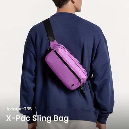 3.5L X-Pac Sling Bag with RFID Blocking Crossbody Pack for Men Women | EDC Minimalist Shoulder Bag, Water-resistant Lightweight Carrying Waist Fanny Pack for Travel, Daily Commute, Hiking, Walking