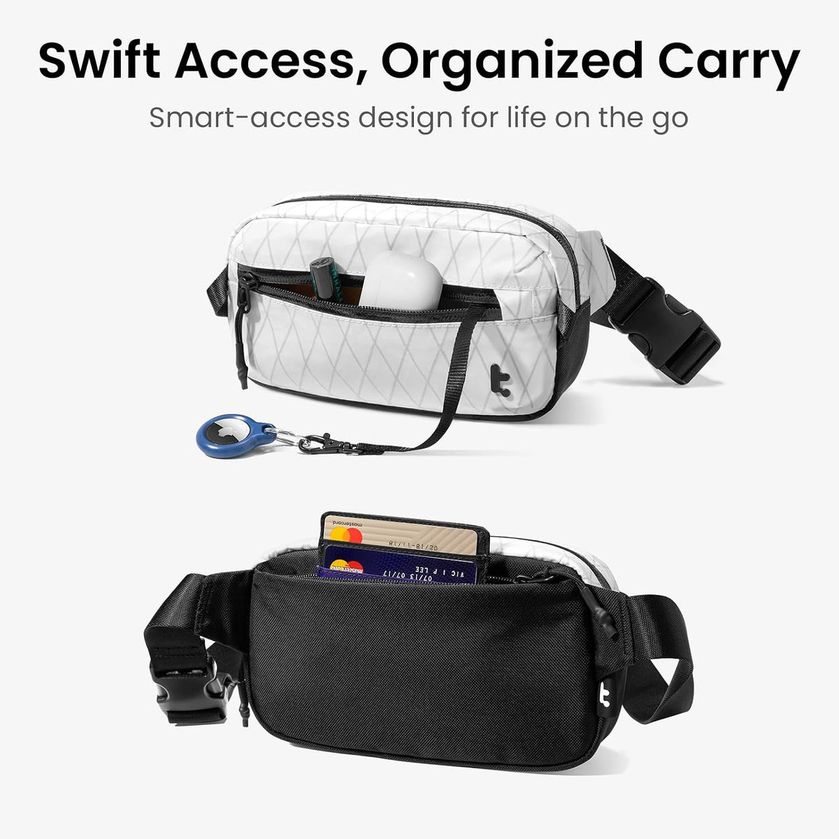 3.5L X-Pac Sling Bag with RFID Blocking Crossbody Pack for Men Women | EDC Minimalist Shoulder Bag, Water-resistant Lightweight Carrying Waist Fanny Pack for Travel, Daily Commute, Hiking, Walking