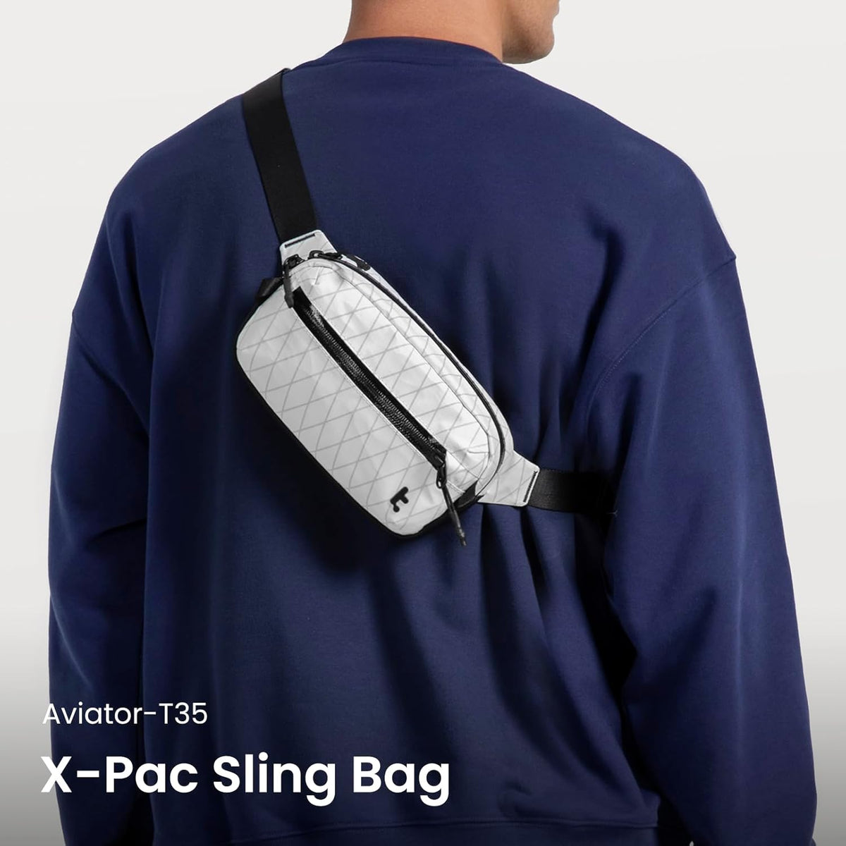 3.5L X-Pac Sling Bag with RFID Blocking Crossbody Pack for Men Women | EDC Minimalist Shoulder Bag, Water-resistant Lightweight Carrying Waist Fanny Pack for Travel, Daily Commute, Hiking, Walking