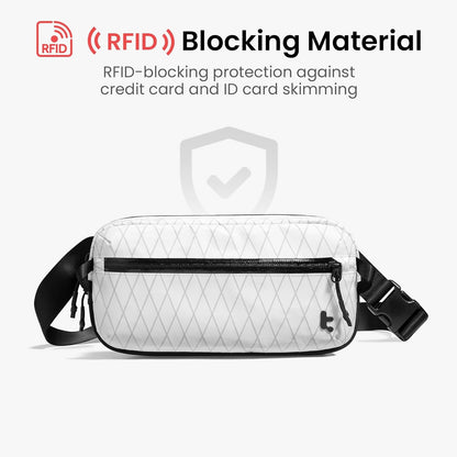 3.5L X-Pac Sling Bag with RFID Blocking Crossbody Pack for Men Women | EDC Minimalist Shoulder Bag, Water-resistant Lightweight Carrying Waist Fanny Pack for Travel, Daily Commute, Hiking, Walking
