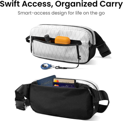 3.5L X-Pac Sling Bag with RFID Blocking Crossbody Pack for Men Women | EDC Minimalist Shoulder Bag, Water-resistant Lightweight Carrying Waist Fanny Pack for Travel, Daily Commute, Hiking, Walking