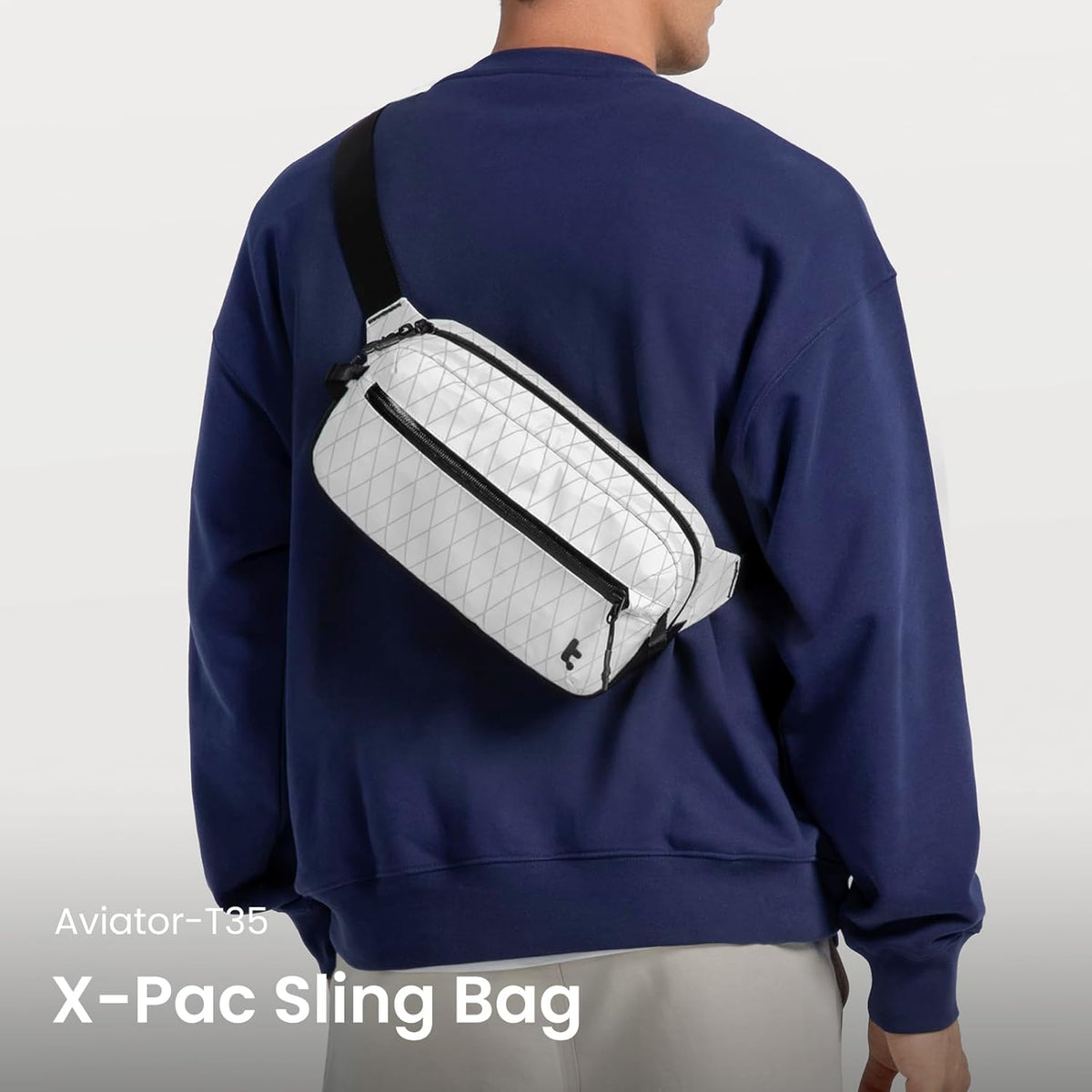 3.5L X-Pac Sling Bag with RFID Blocking Crossbody Pack for Men Women | EDC Minimalist Shoulder Bag, Water-resistant Lightweight Carrying Waist Fanny Pack for Travel, Daily Commute, Hiking, Walking