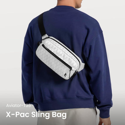3.5L X-Pac Sling Bag with RFID Blocking Crossbody Pack for Men Women | EDC Minimalist Shoulder Bag, Water-resistant Lightweight Carrying Waist Fanny Pack for Travel, Daily Commute, Hiking, Walking