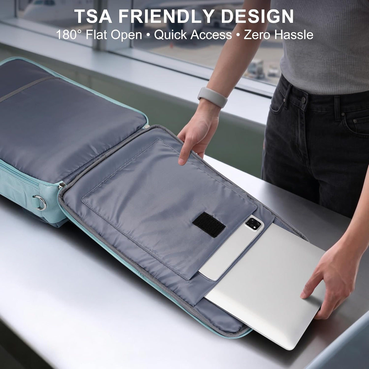 Travel Backpack for Women Men, Slim Laptop Daypack Fits Under Seat | 3-In-1 Carry on Bag with TSA-Friendly 180° Opening, USB Port, Fits 16" Laptop for Business, Work, Daily