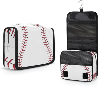 Travel Hanging Toiletry Bag for Women Men Baseball Cosmetic Bag Waterproof Makeup Organizer for Accessories, Shampoo, Full Sized Container, Toiletries for Bathroom Shower