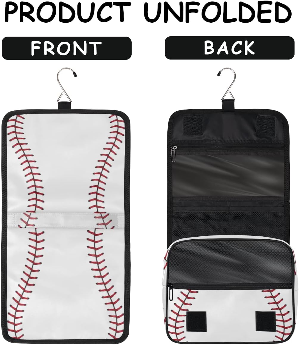 Travel Hanging Toiletry Bag for Women Men Baseball Cosmetic Bag Waterproof Makeup Organizer for Accessories, Shampoo, Full Sized Container, Toiletries for Bathroom Shower