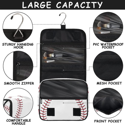 Travel Hanging Toiletry Bag for Women Men Baseball Cosmetic Bag Waterproof Makeup Organizer for Accessories, Shampoo, Full Sized Container, Toiletries for Bathroom Shower