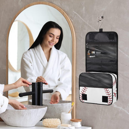 Travel Hanging Toiletry Bag for Women Men Baseball Cosmetic Bag Waterproof Makeup Organizer for Accessories, Shampoo, Full Sized Container, Toiletries for Bathroom Shower