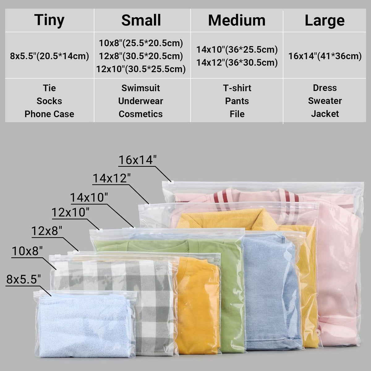 Frosted Zipper Bags for Clothes 25pcs, Plastic Shirt Bags for Packaging T-Shirt, Swimsuit, Bikini, Bathing Suit, 3 Mil, 9.8x7.8" with Vent Holes and Reinforced Sides