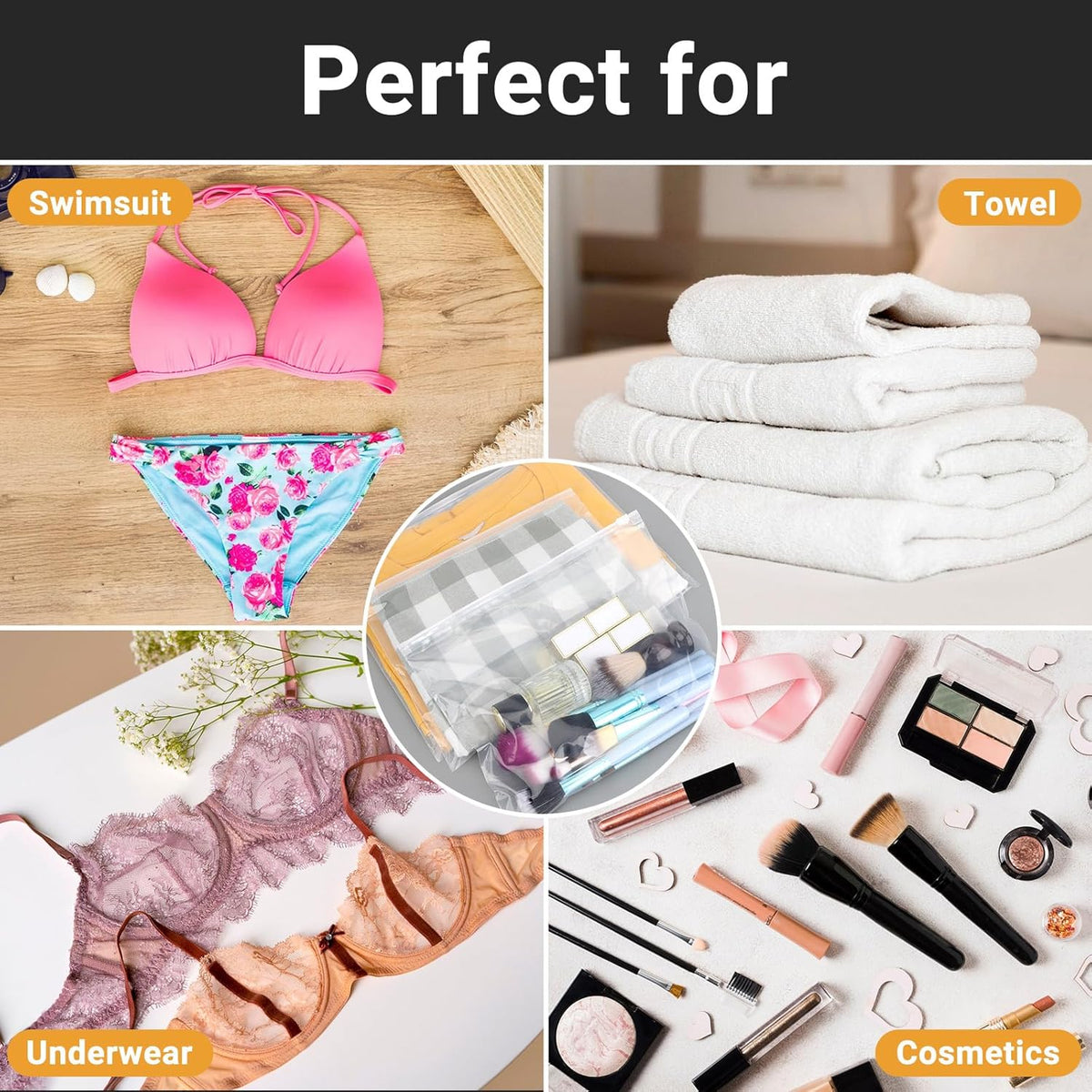 Frosted Zipper Bags for Clothes 25pcs, Plastic Shirt Bags for Packaging T-Shirt, Swimsuit, Bikini, Bathing Suit, 3 Mil, 9.8x7.8" with Vent Holes and Reinforced Sides