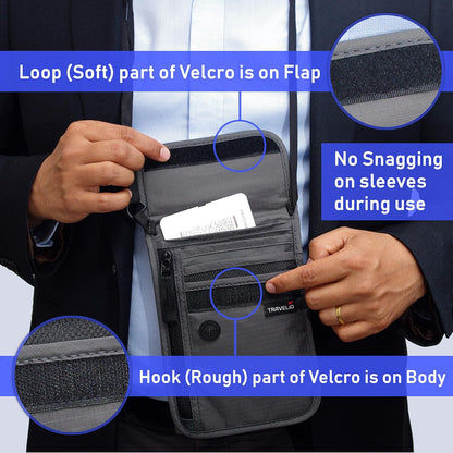 Passport Holder Men & Women RFID Blocking Hidden Travel Neck Wallet Stash Pouch