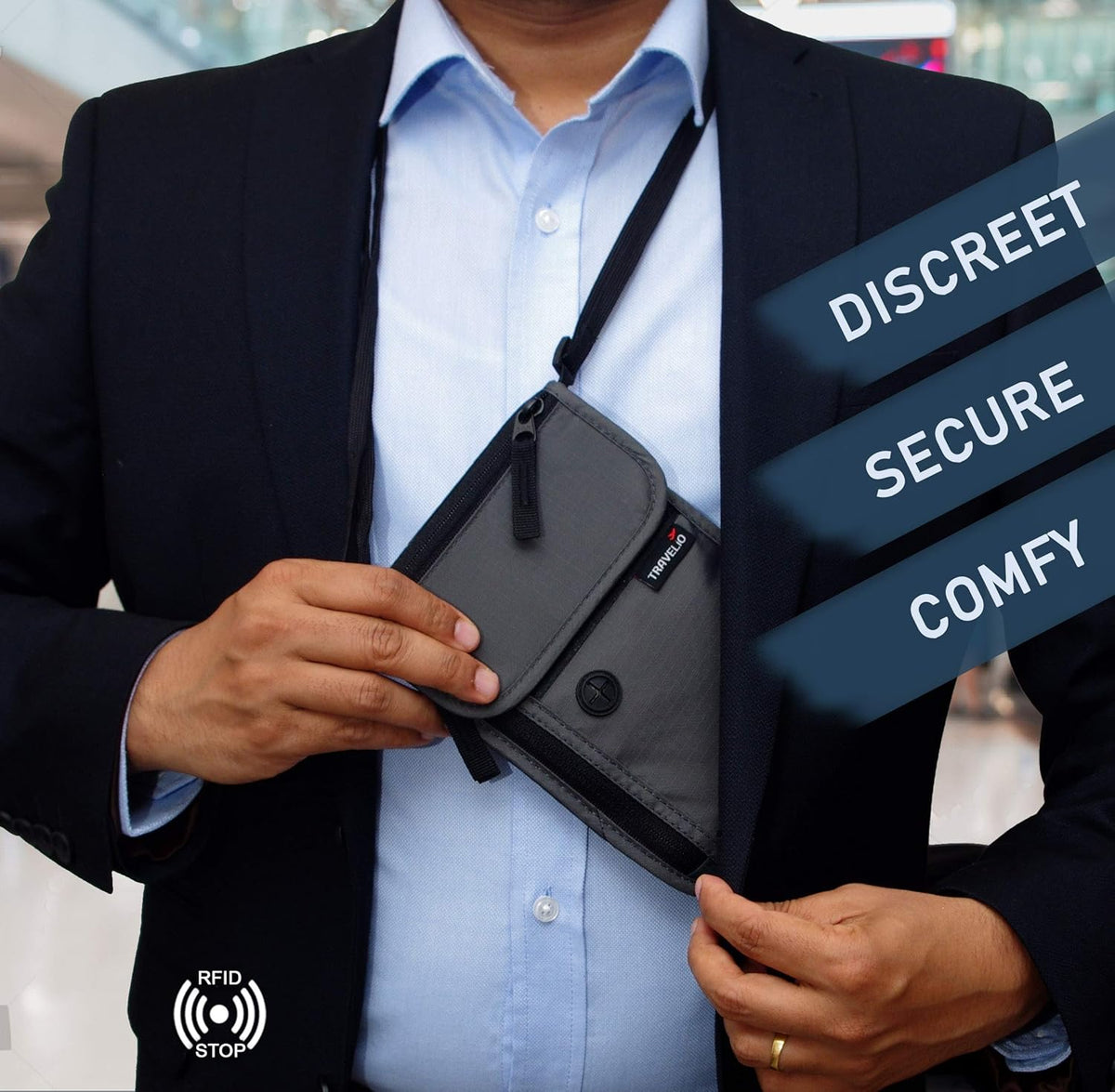 Passport Holder Men & Women RFID Blocking Hidden Travel Neck Wallet Stash Pouch
