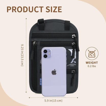 Passport Holder for Travel, RFID Travel Pouch Neck Wallet, Waterproof Passport Wallet for Women and Men, Black