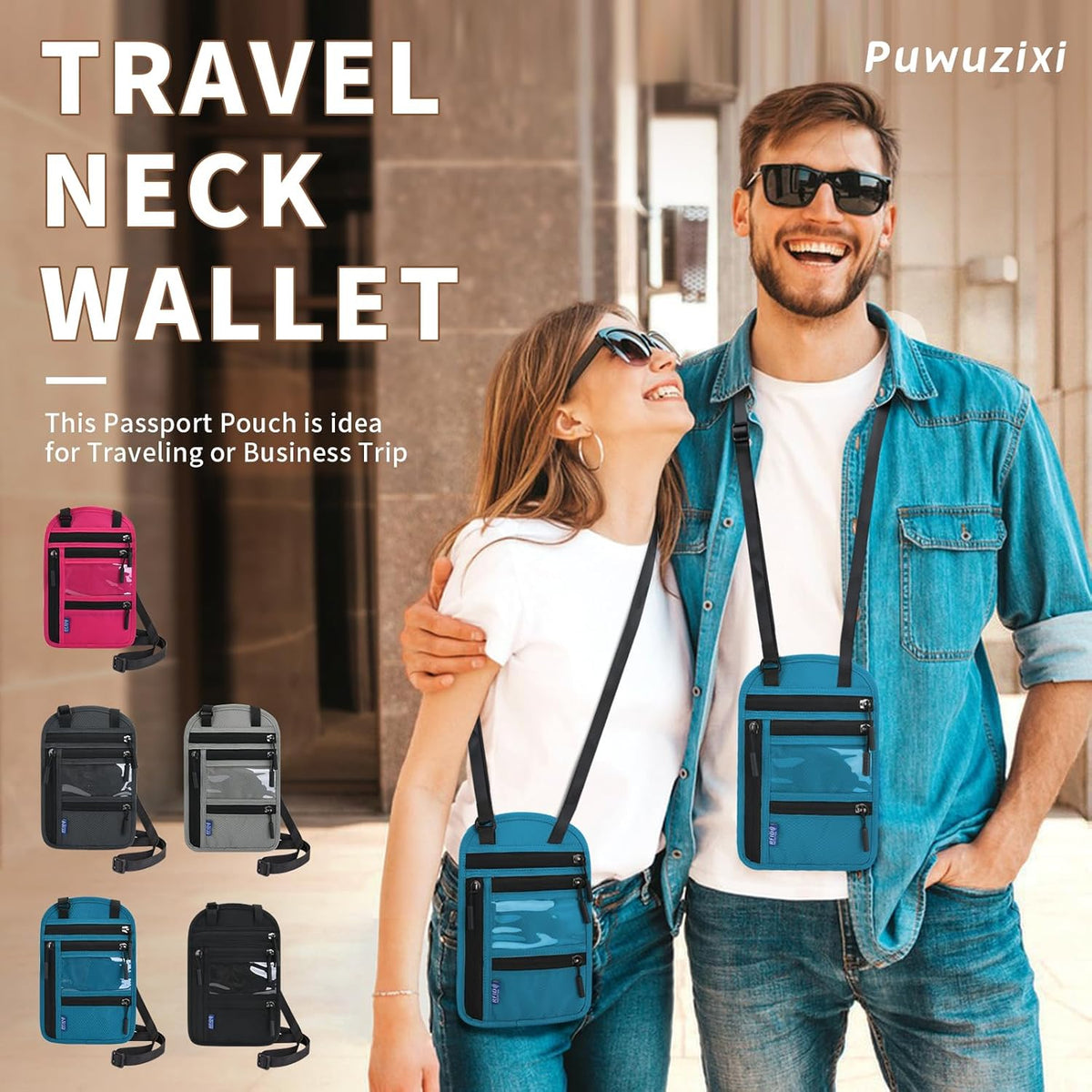 Passport Holder for Travel, RFID Travel Pouch Neck Wallet, Waterproof Passport Wallet for Women and Men, Black