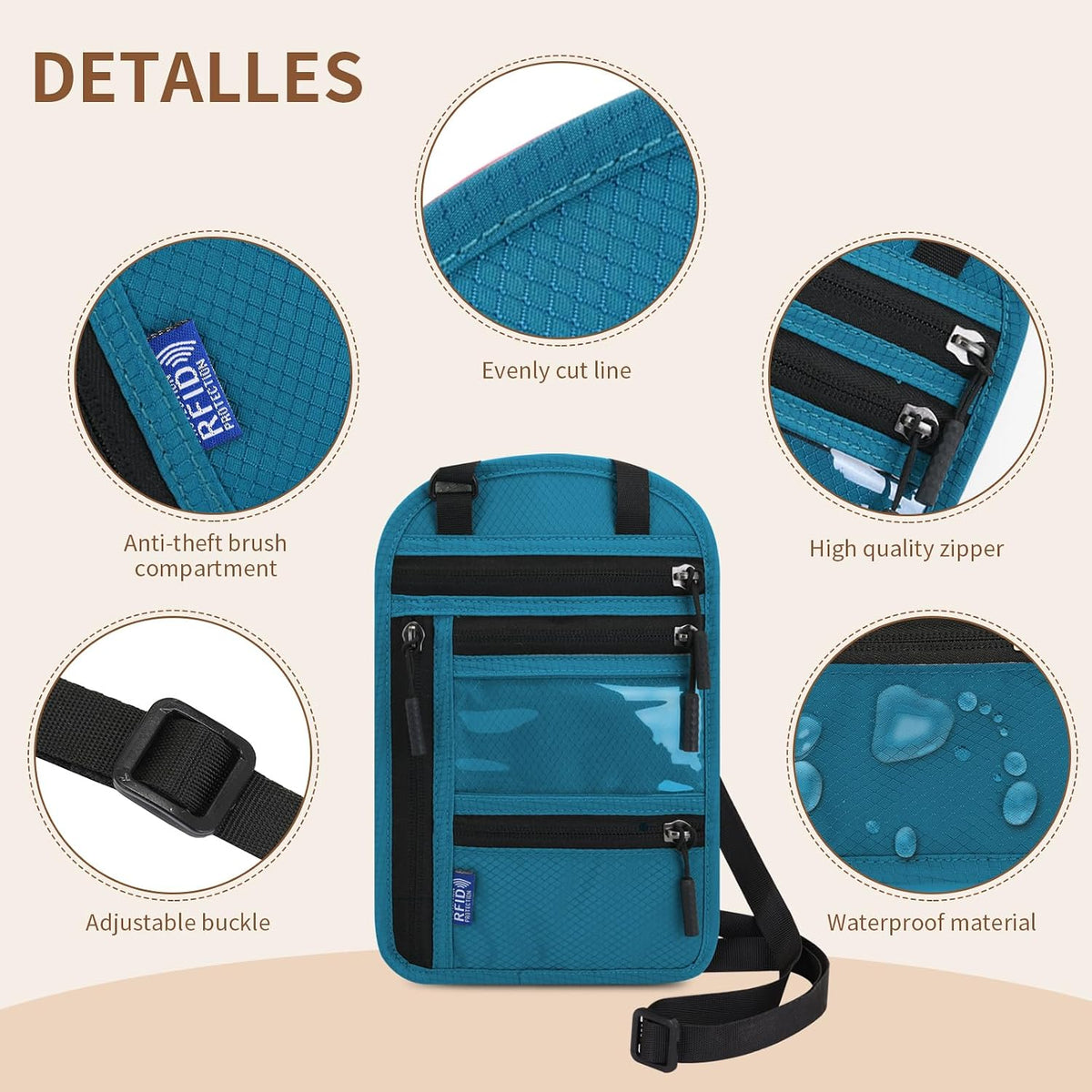 Passport Holder for Travel, RFID Travel Pouch Neck Wallet, Waterproof Passport Wallet for Women and Men, Black