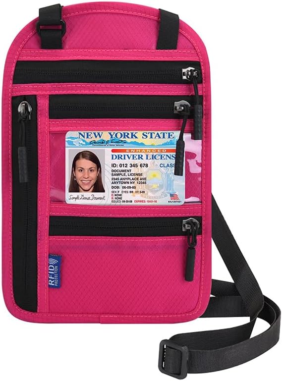 Passport Holder for Travel, RFID Travel Pouch Neck Wallet, Waterproof Passport Wallet for Women and Men, Black