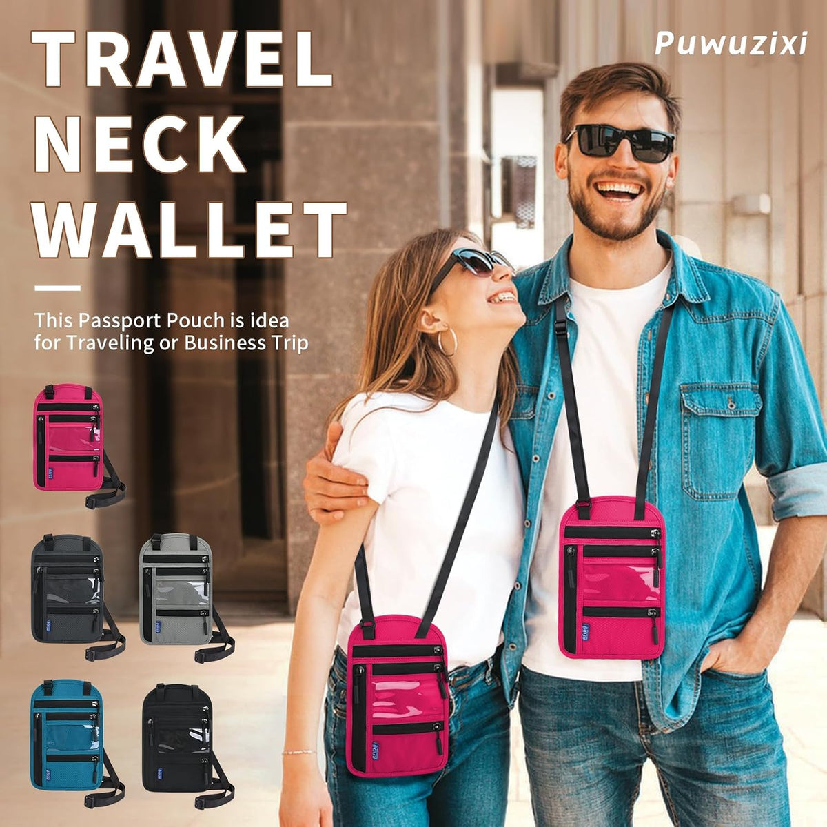 Passport Holder for Travel, RFID Travel Pouch Neck Wallet, Waterproof Passport Wallet for Women and Men, Black