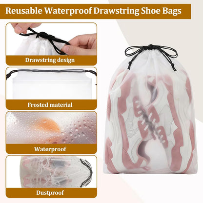 Drawstring Shoe Bags Shoe Bags for Packing, Storage Reusable Waterproof Shoe Organizers for Sneakers & Clothes, Translucent Travel Bags for Men Women