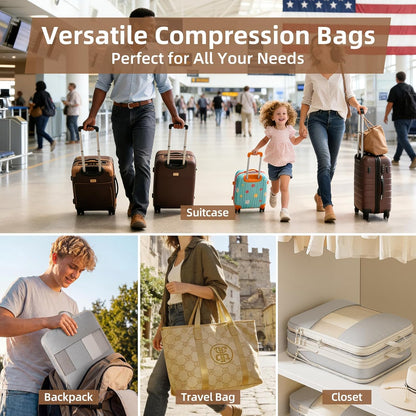 6 Set Compression Packing Cubes, Travel Packing Organizers with Breathable Mesh, Space-Saving Lightweight Portable Storage Bags Set for Travel Accessories Luggage Suitcase Backpack, Grey