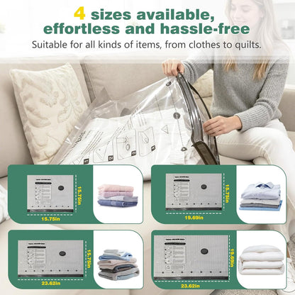 20 Pack Travel Vacuum Storage Bags with Rechargeable Wireless Pump, Vacuum Seal Bags for Clothes, Space Saver Compression Bags in 4 Carry-On Sizes for Luggage, Bedding & Seasonal Storage