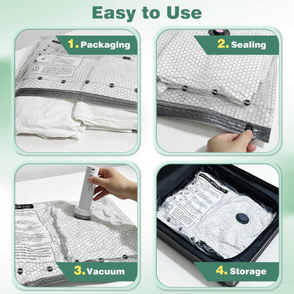 20 Pack Travel Vacuum Storage Bags with Rechargeable Wireless Pump, Vacuum Seal Bags for Clothes, Space Saver Compression Bags in 4 Carry-On Sizes for Luggage, Bedding & Seasonal Storage