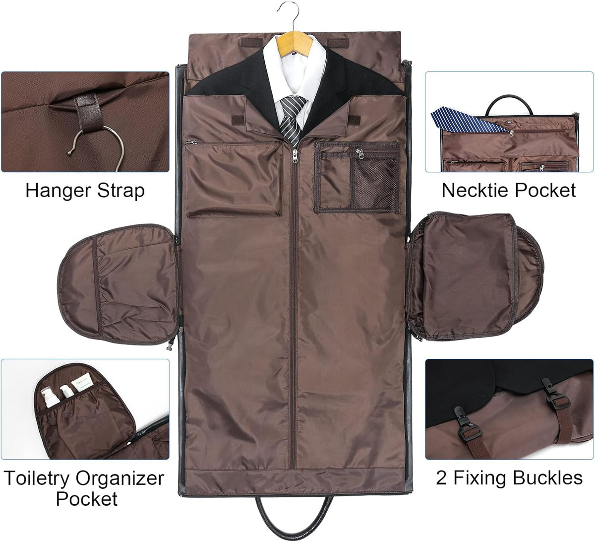 Convertible Garment Bag, Carry-On Suit Bag with Shoulder Strap | 2-in-1 lightweight garment travel bag for men and women, suit bag with shoulder strap for weekend getaways