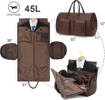 Convertible Garment Bag, Carry-On Suit Bag with Shoulder Strap | 2-in-1 lightweight garment travel bag for men and women, suit bag with shoulder strap for weekend getaways