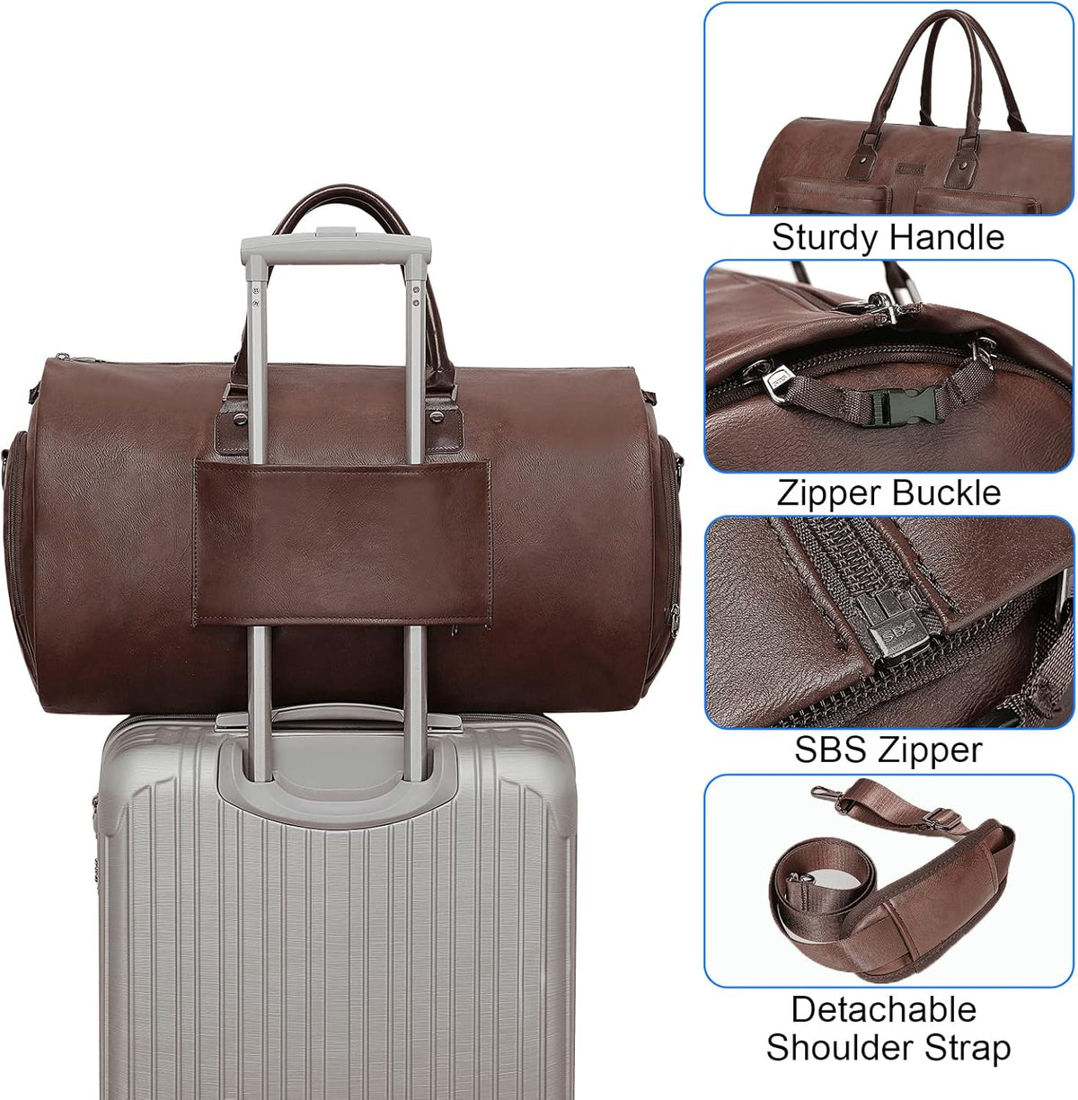 Convertible Garment Bag, Carry-On Suit Bag with Shoulder Strap | 2-in-1 lightweight garment travel bag for men and women, suit bag with shoulder strap for weekend getaways