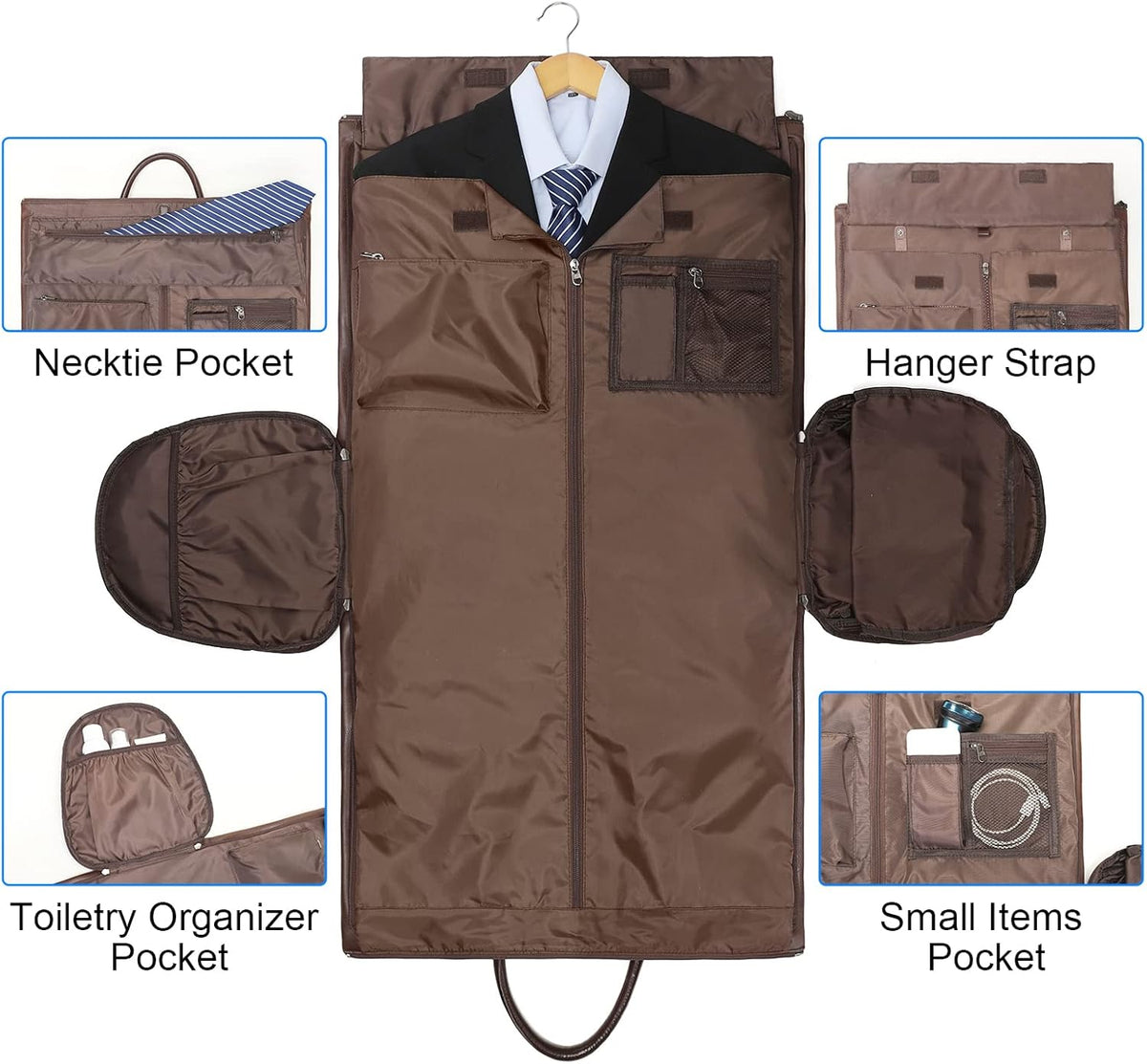 Convertible Garment Bag, Carry-On Suit Bag with Shoulder Strap | 2-in-1 lightweight garment travel bag for men and women, suit bag with shoulder strap for weekend getaways
