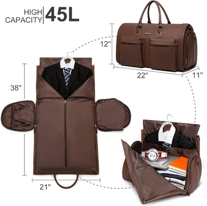 Convertible Garment Bag, Carry-On Suit Bag with Shoulder Strap | 2-in-1 lightweight garment travel bag for men and women, suit bag with shoulder strap for weekend getaways