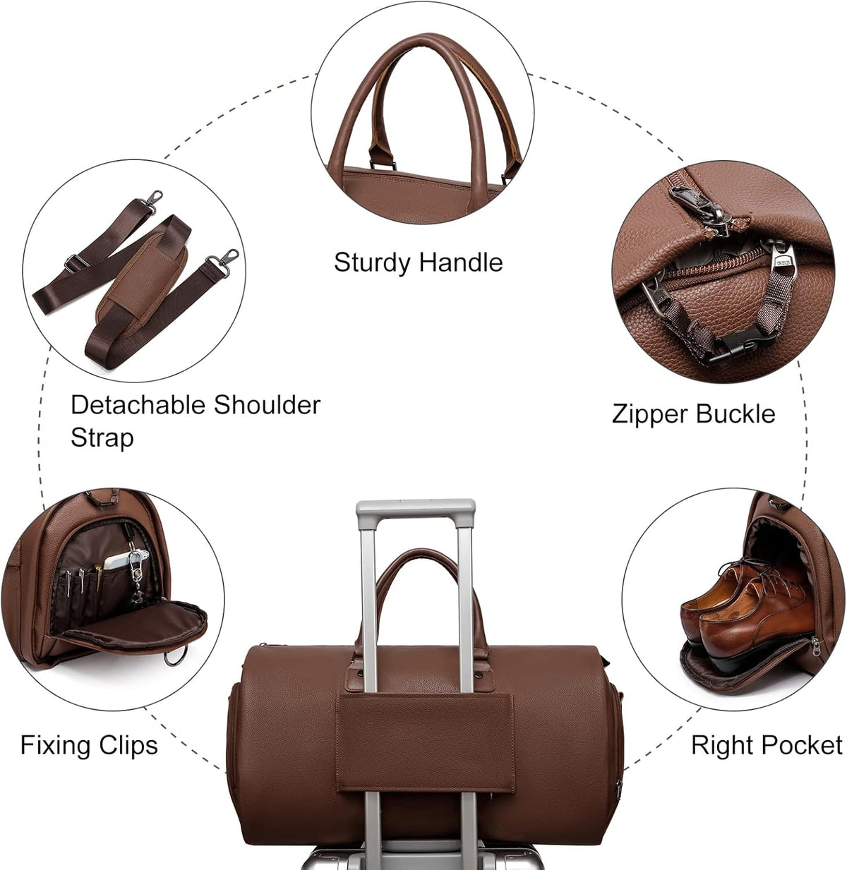 Convertible Garment Bag, Carry-On Suit Bag with Shoulder Strap | 2-in-1 lightweight garment travel bag for men and women, suit bag with shoulder strap for weekend getaways