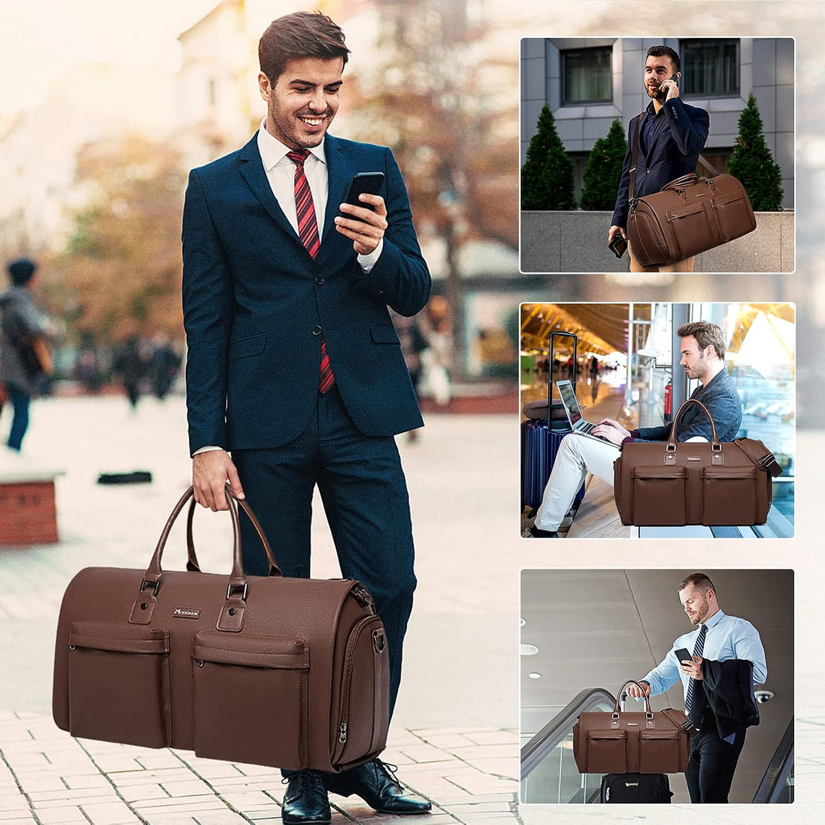 Convertible Garment Bag, Carry-On Suit Bag with Shoulder Strap | 2-in-1 lightweight garment travel bag for men and women, suit bag with shoulder strap for weekend getaways