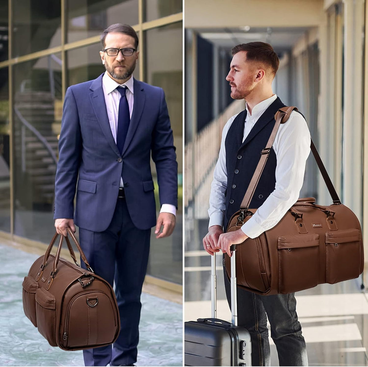 Convertible Garment Bag, Carry-On Suit Bag with Shoulder Strap | 2-in-1 lightweight garment travel bag for men and women, suit bag with shoulder strap for weekend getaways