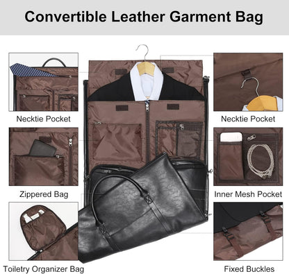 Convertible Garment Bag, Carry-On Suit Bag with Shoulder Strap | 2-in-1 lightweight garment travel bag for men and women, suit bag with shoulder strap for weekend getaways