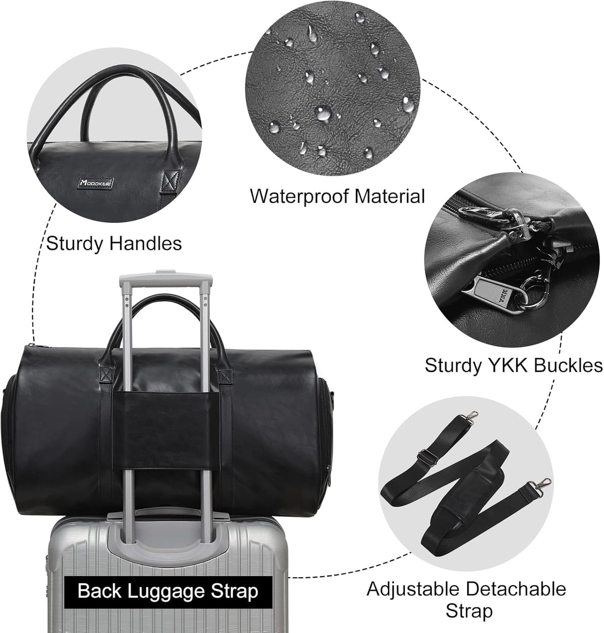 Convertible Garment Bag, Carry-On Suit Bag with Shoulder Strap | 2-in-1 lightweight garment travel bag for men and women, suit bag with shoulder strap for weekend getaways