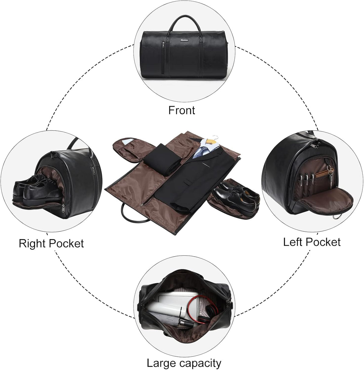 Convertible Garment Bag, Carry-On Suit Bag with Shoulder Strap | 2-in-1 lightweight garment travel bag for men and women, suit bag with shoulder strap for weekend getaways