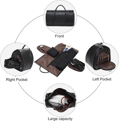 Convertible Garment Bag, Carry-On Suit Bag with Shoulder Strap | 2-in-1 lightweight garment travel bag for men and women, suit bag with shoulder strap for weekend getaways