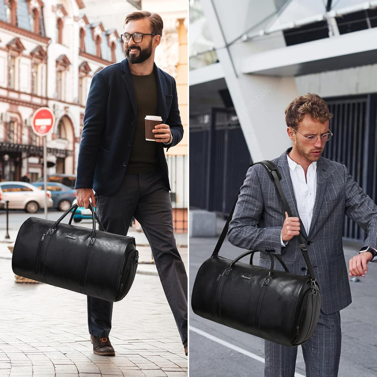 Convertible Garment Bag, Carry-On Suit Bag with Shoulder Strap | 2-in-1 lightweight garment travel bag for men and women, suit bag with shoulder strap for weekend getaways