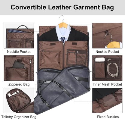Convertible Garment Bag, Carry-On Suit Bag with Shoulder Strap | 2-in-1 lightweight garment travel bag for men and women, suit bag with shoulder strap for weekend getaways