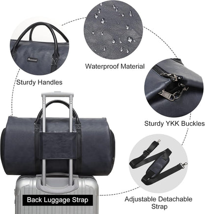 Convertible Garment Bag, Carry-On Suit Bag with Shoulder Strap | 2-in-1 lightweight garment travel bag for men and women, suit bag with shoulder strap for weekend getaways