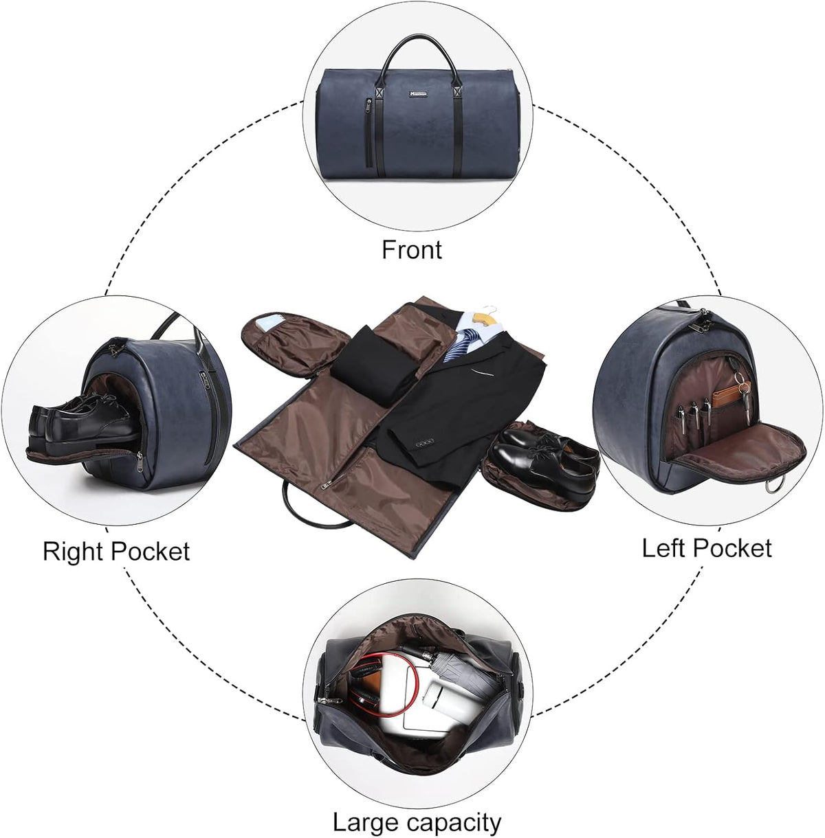 Convertible Garment Bag, Carry-On Suit Bag with Shoulder Strap | 2-in-1 lightweight garment travel bag for men and women, suit bag with shoulder strap for weekend getaways