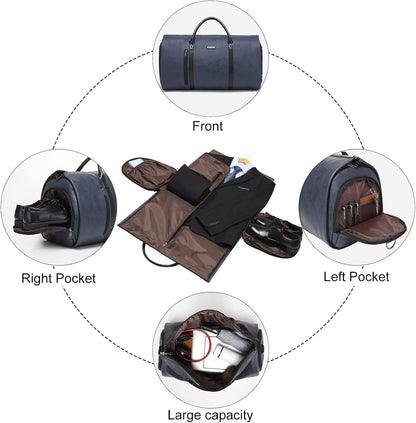 Convertible Garment Bag, Carry-On Suit Bag with Shoulder Strap | 2-in-1 lightweight garment travel bag for men and women, suit bag with shoulder strap for weekend getaways