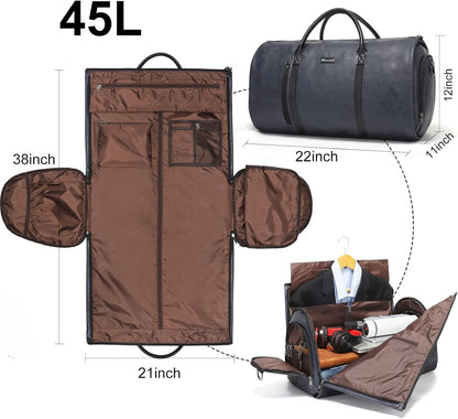 Convertible Garment Bag, Carry-On Suit Bag with Shoulder Strap | 2-in-1 lightweight garment travel bag for men and women, suit bag with shoulder strap for weekend getaways